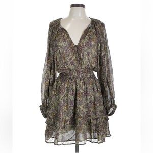 Zara Chiffon Elegant Paisley Print Dress